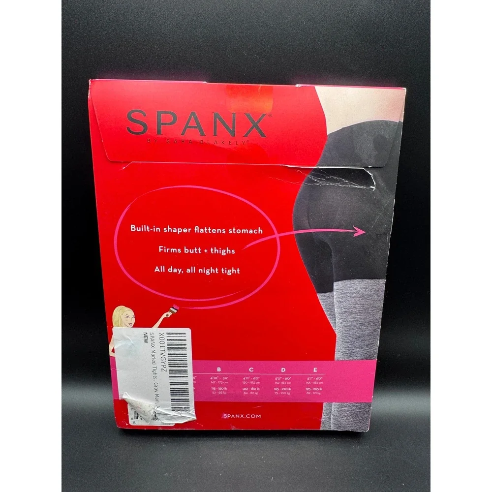 Spanx Marled Tights Gray Marl Patterned Leg All Day Shaping Size A New